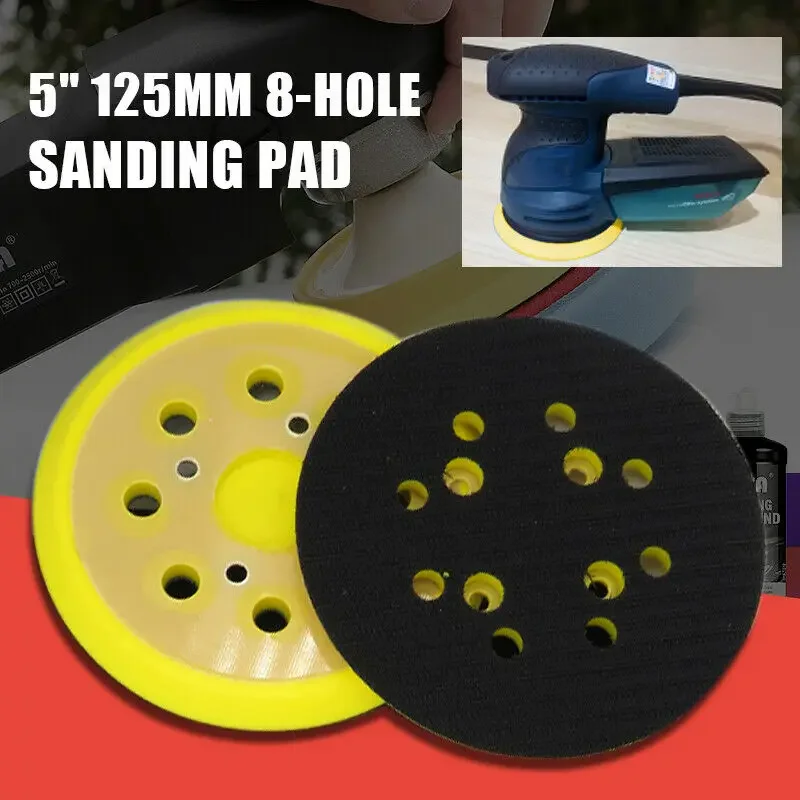 

1pc 5" Sanding Pad 8 Holes Flocking Polishing Pad Annular Ring Grinding Pad Random Orbital Sander For Metal Wood Polishing