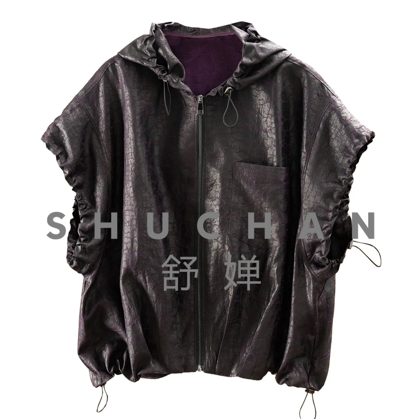 New Chinese Silk Fragrant Cloud Yarn Turtle Crack Hooded Vest Jacket Female 31M8 Tank Top Women