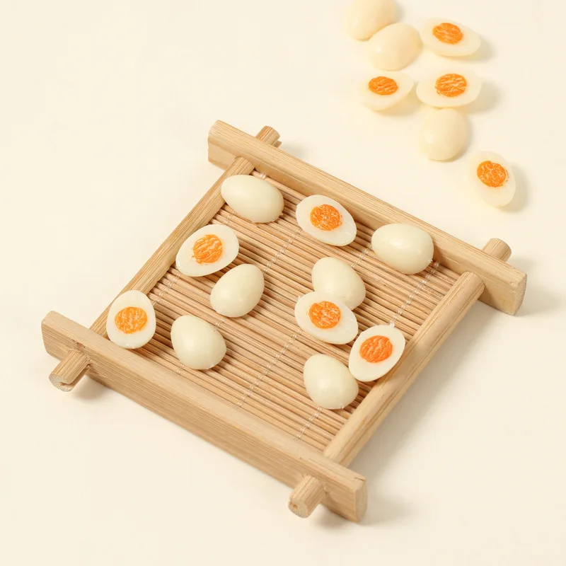 10pcs 1.5cm/0.9cm Simulated Mini Boiled Egg DIY Game Model Handmade Clay Accessories Miniature Dollhouse Decorations