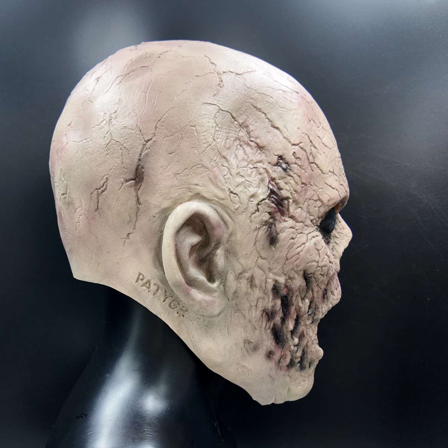 Halloween Latex Totenkopfmaske – Schreiende Zombie-Horrormaske für den ganzen Kopf – Gruselige Geister- und Gefangenen-Cosplay-Party-Kostüm-Requisite – Detail 7