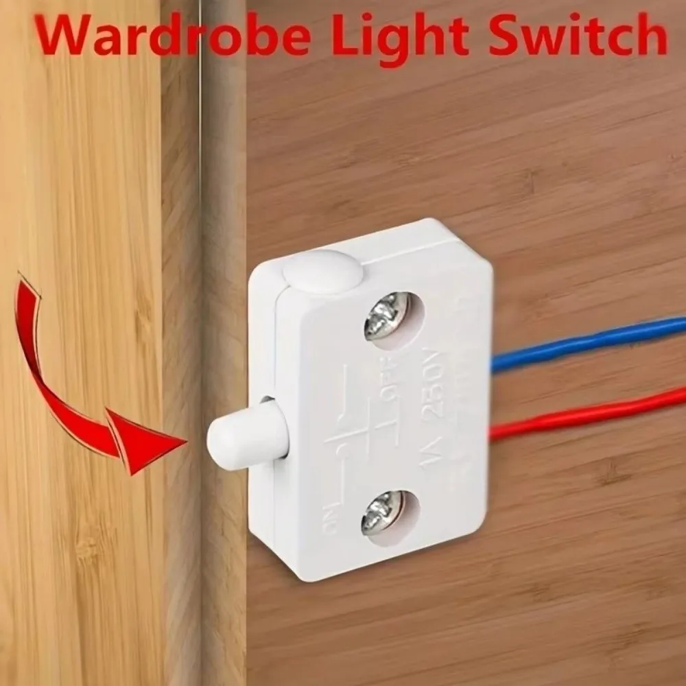 

1 Set New Automatic Wardrobe Light Switch Household Plastic Reset Switch Push Button Switch Cabinet Door