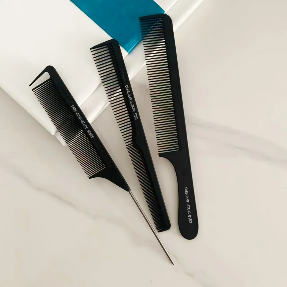 Professional 3 In 1 Hairdressing Comb Kit Rat Tail Partition Comb Hand Grip Wide Fine Dual Tooth Heat Resistant Barber Tools