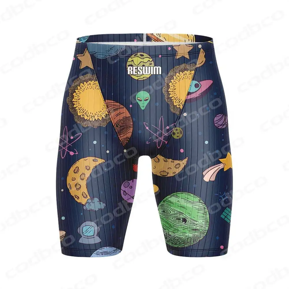 New Men Swimwear Jammer Swimming Shorts Beach Surf Tights Trunks Training Swimsuit Printing Contest Sports Surfing Diving Trunks image 3