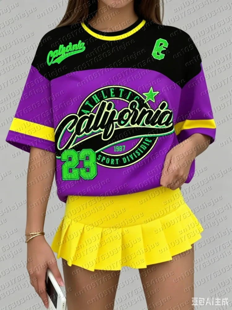 Damen Kid California 23 Print V-Ausschnitt Kurzarm-T-Shirt Sommer-Grafik-T-Shirt Baseball-Trikots Plus Size Sport-T-Shirt – Detail 6
