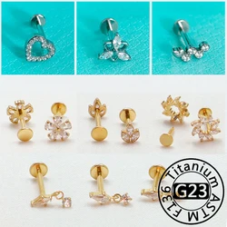 F136  Titanium Septum Piercing Lip Ear Cartilage Tragus Cartilage Spiral Helix CZ Body Rings Hinge Segment 16G Charming Jewelry