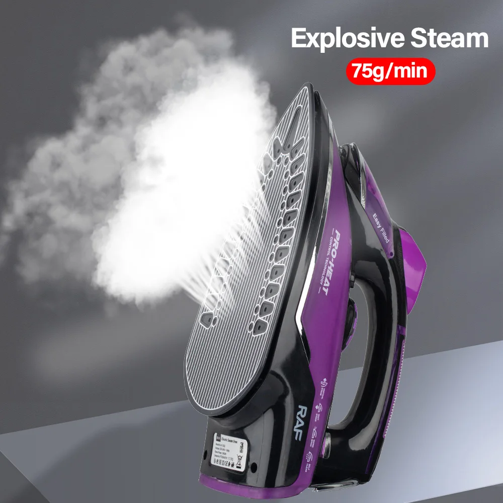 Electric Steam Iron For Clothes 2600W Clothes Iron with Non-Stick Soleplate Variable Steam Control