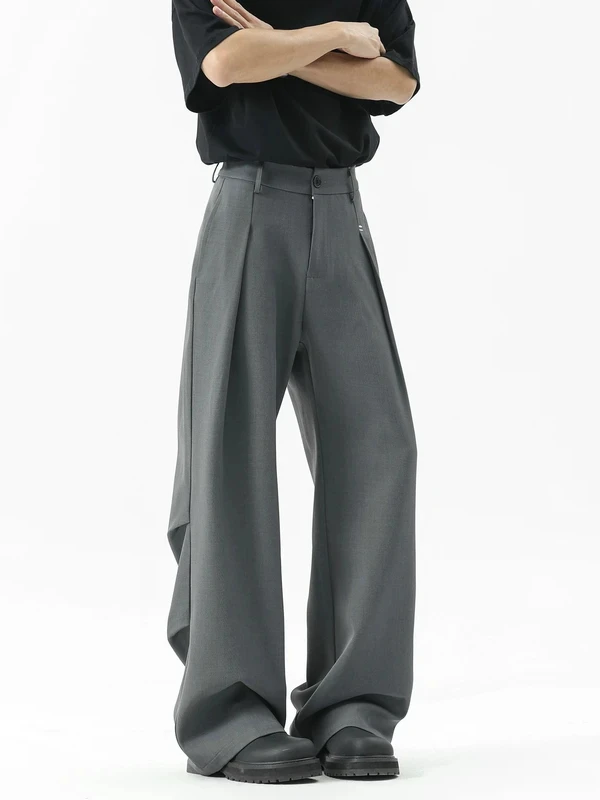 

ay Heavyweight Men's Casual Trousers American High Street Loose CleanFit Wide Leg Casual Pants Iron-Free Straight Leg Pants