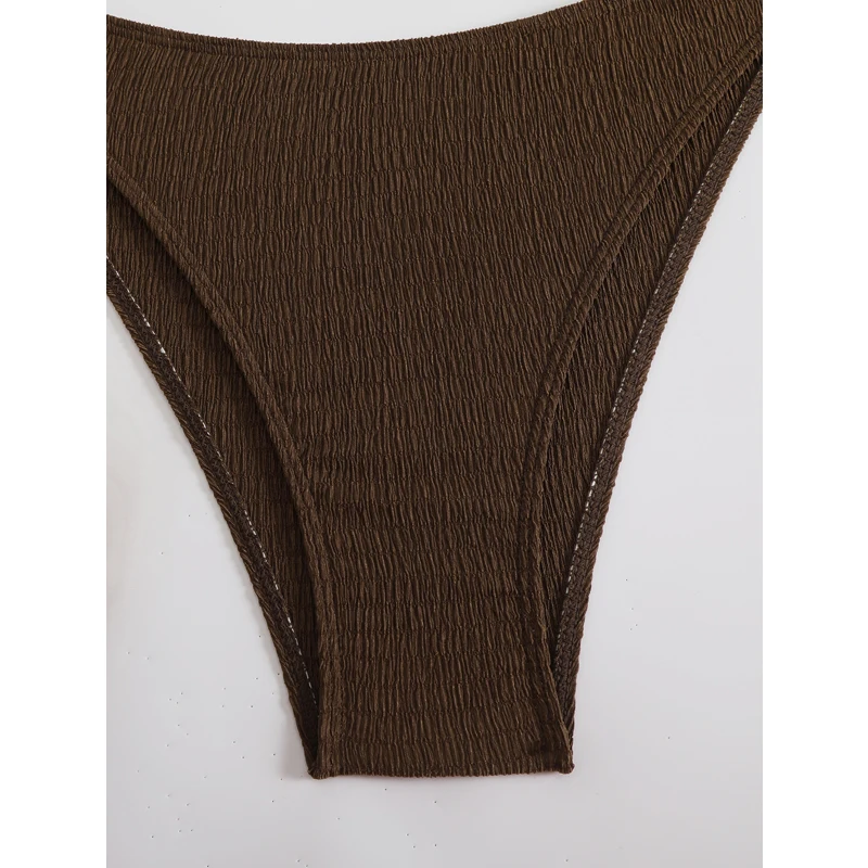 Microbikini recortado para mujer, traje de baño Sexy 2025, traje de baño marrón, conjunto de Bikinis con Tanga, ropa de playa brasileña, traje de baño para mujer