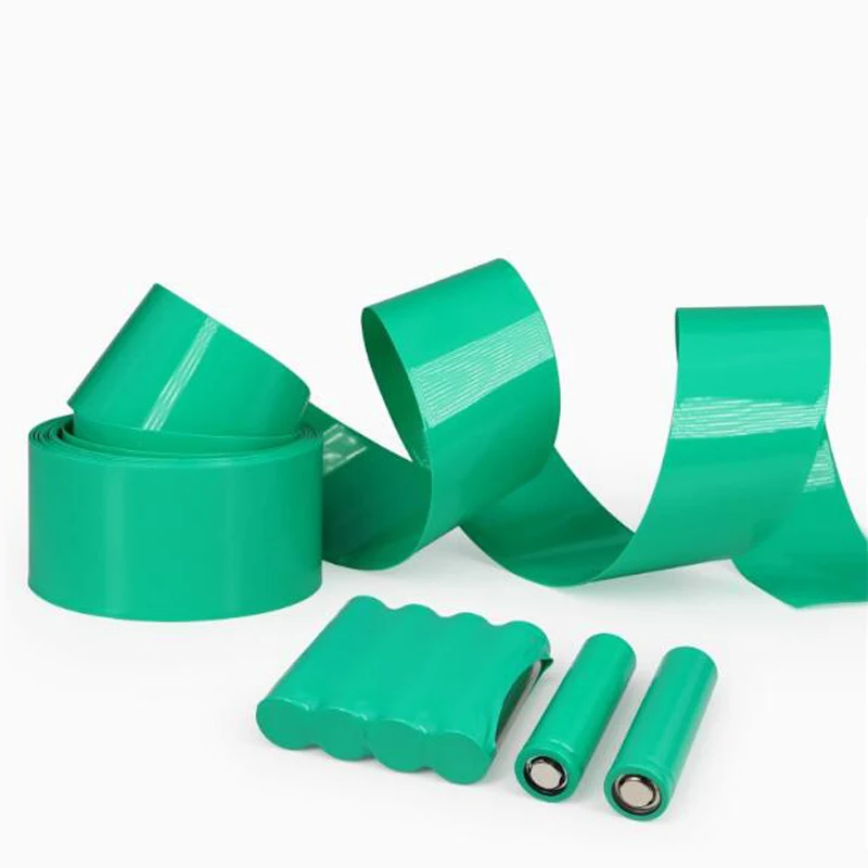 أنبوب الانكماش PVC الأخضر 18650 بطارية ليثيوم حزمة طبقة التعبئة والتغليف 21700 أنبوب انكماش التغليف لحماية البطارية