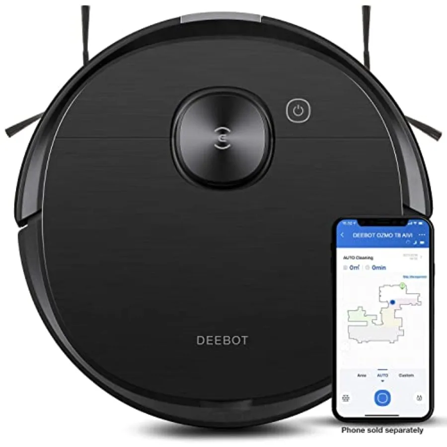 ROBOTICS DEEBOT T8 AIVI Vacuum Mop Robot with Advanced Laser Mapping and AI Object Recognition Avoidance for Home Use Black Ren