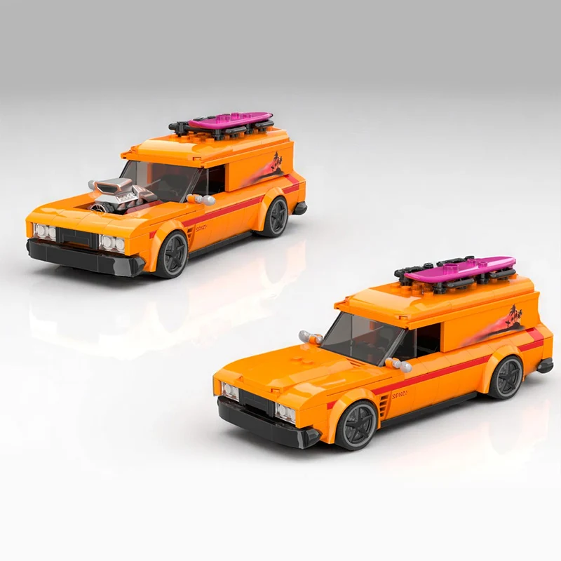 

City Car Model MOC Building Bricks Orange Station Wagon Modular Technology Children Holiday Gifts Assemble Toys Suit