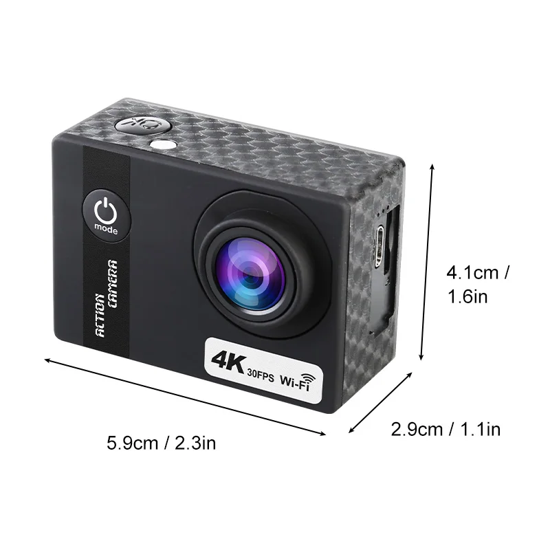 4K30FPS Action Camera 16MP Underwater Waterproof Case Outdoor Sports Helmet Video Recording Cameras With 2.0 HD Screen