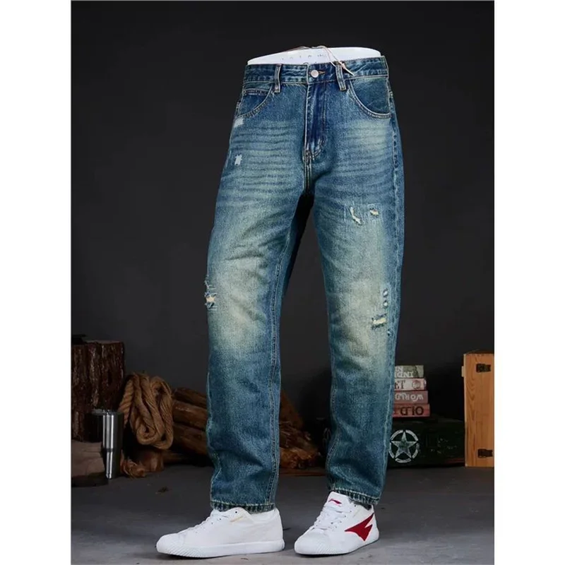 

Винтажные джинсы Dad Jeans Heavyweight Hong Kong Sle свободного кроя с нашивками Cone ape, износостойкие повседневные брюки для мужчин
