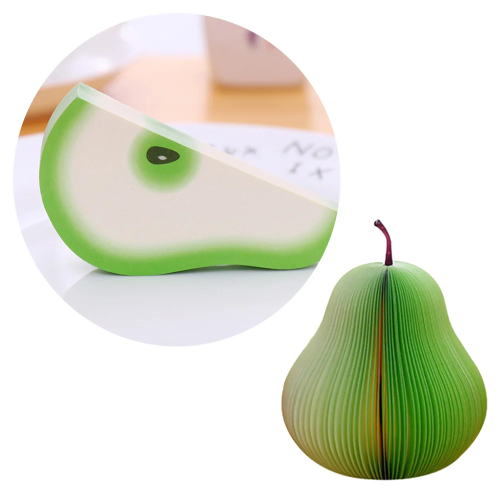 Fruit Self- Scratch Pads Posted Self-Adhesive Paper Notes Facilitated Stickers Notepads Post Memo (Green Pear)