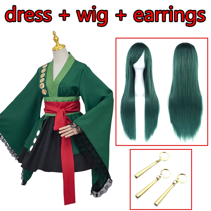 Anime Vrouwen Roronoa Zoro Cosplay Kostuum Kimono Uniform Zoro Pruik Gewaad Outfit voor Vrouw Mannen Halloween Kostuum voor Comic Con