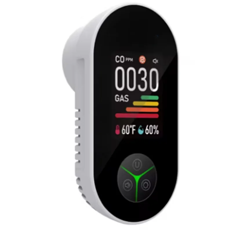 N05R Plug In 4-In-1 Carbon Monoxide Detector Natural Gas Alarm Combination Built-In CO/Combustible Gas/Temp Humidity US Plug