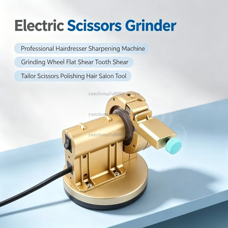 Scissors Grinder, Professional Hairdresser Scissors Sharpening Machine with Grinding Wheel for Flat Shear
