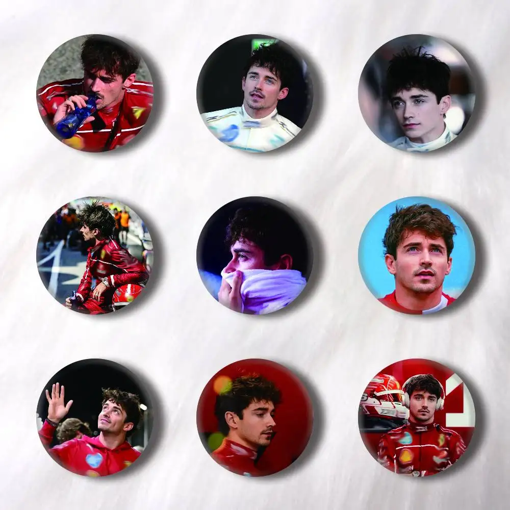 Racing C-Charles 16 L-Leclerc Creative Round Button Badges Cute Pin Brooch for Backpack Clothes Lapel Jewelry