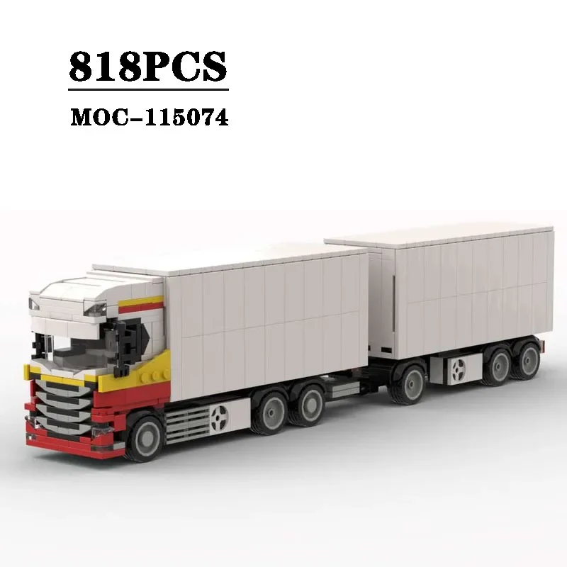 Building Block MOC-115074 Trailer Truck Truck Splicing Assembly Model 818PCS Boy Puzzle Education Birthday Toy Christmas Gift