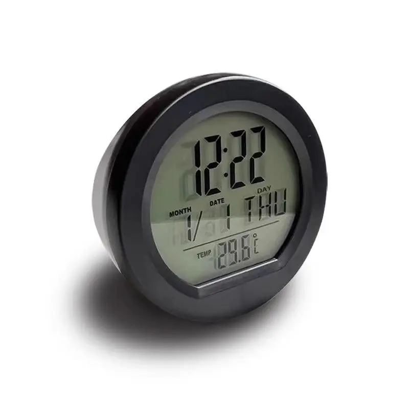 Solar Digital Clock Date Week Thermometer Luminous Display For Mini Digital Clock For Car Dashboard Display Date Red