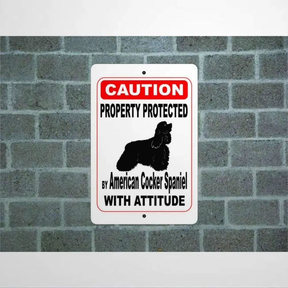Властимость, защищенная американским кокер-спаниелем, предупреждение о дворе, ограждение, собачье порода, алюминиевый знак, светоотражающий металлический жестяной знак для Ou