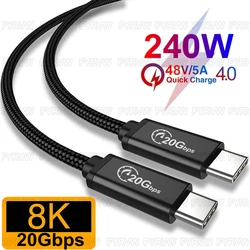 USB3.2 Gen2x2 20Gbps 240W PD3.1 Cable USB C Gen2 Type C 20Gbps Data 8K PD3.1 QC4.0 QC5.0 Fast Charging Cable for MacBook Samsung