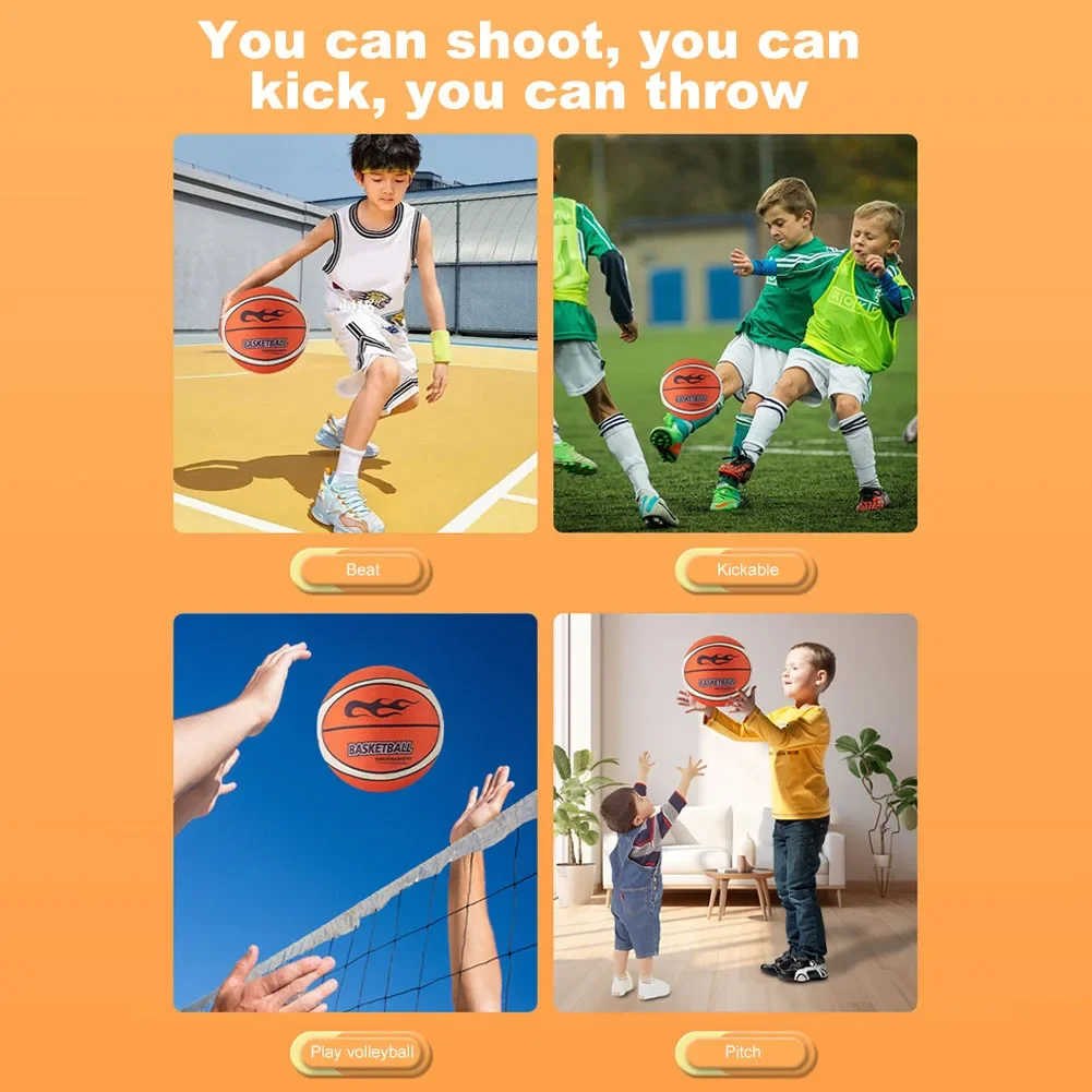 18/21/24cm Silent Basketball High-Resilience Bouncing Mute Ball Size 3/5/7 Quiet Basketball for Various Indoor Activities