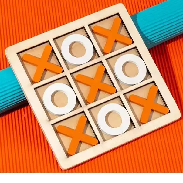 Wooden Tic Tac Toe Board Game, Portable XO Chess Strategy Puzzle Game, Parent-Child Interactive Educational Toy for Kids Family view 4
