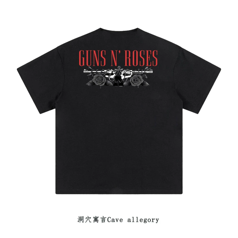 American Vintage Guns and Roses Rock Cotton Printed Short Sleeve T-Shirt