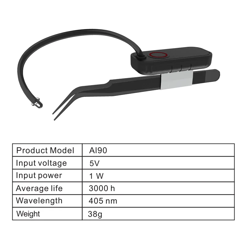 Mini lâmpada de enxerto de extensão de cílios UV recarregável portátil, cura rápida para cola, luz de pinça sem fio
