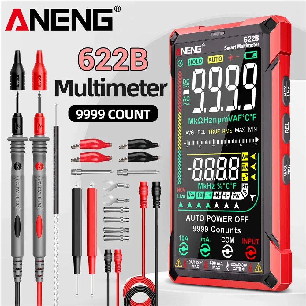 ANENG 622A/622B Smart Digital Multimeter AC/DC Voltage Current Capacitor Resistance NCV Voltage Induction Infrared Laser Tester