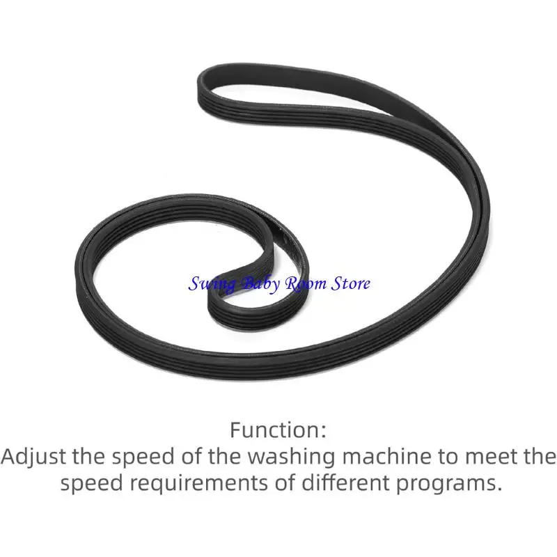K1AD Washer Dryer Drive Belt for 5EPJ1214 Black Rubber 5-Rib 4-Channel Replacement Part for Laundry Appliance Repair Use