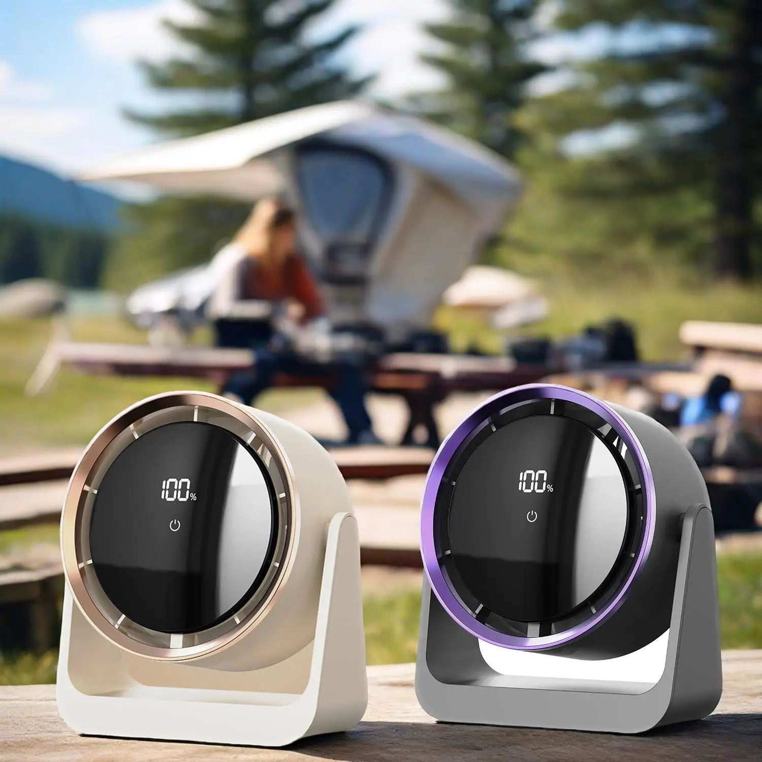 

Desktop fan, adjustable thunder, smart digital display, desktop travel fan for bedroom, office, travelling, camping
