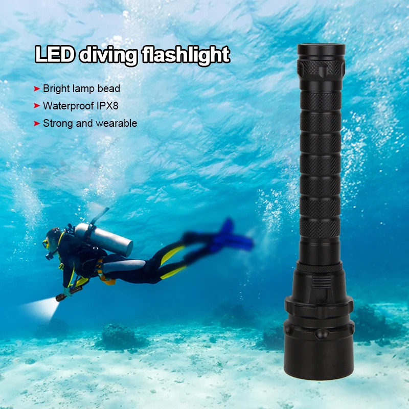 Powerful LED Diving Flashlight Super 20000LM Professional Underwater Torch IPX8 Waterproof rating Lamp Using Battery light