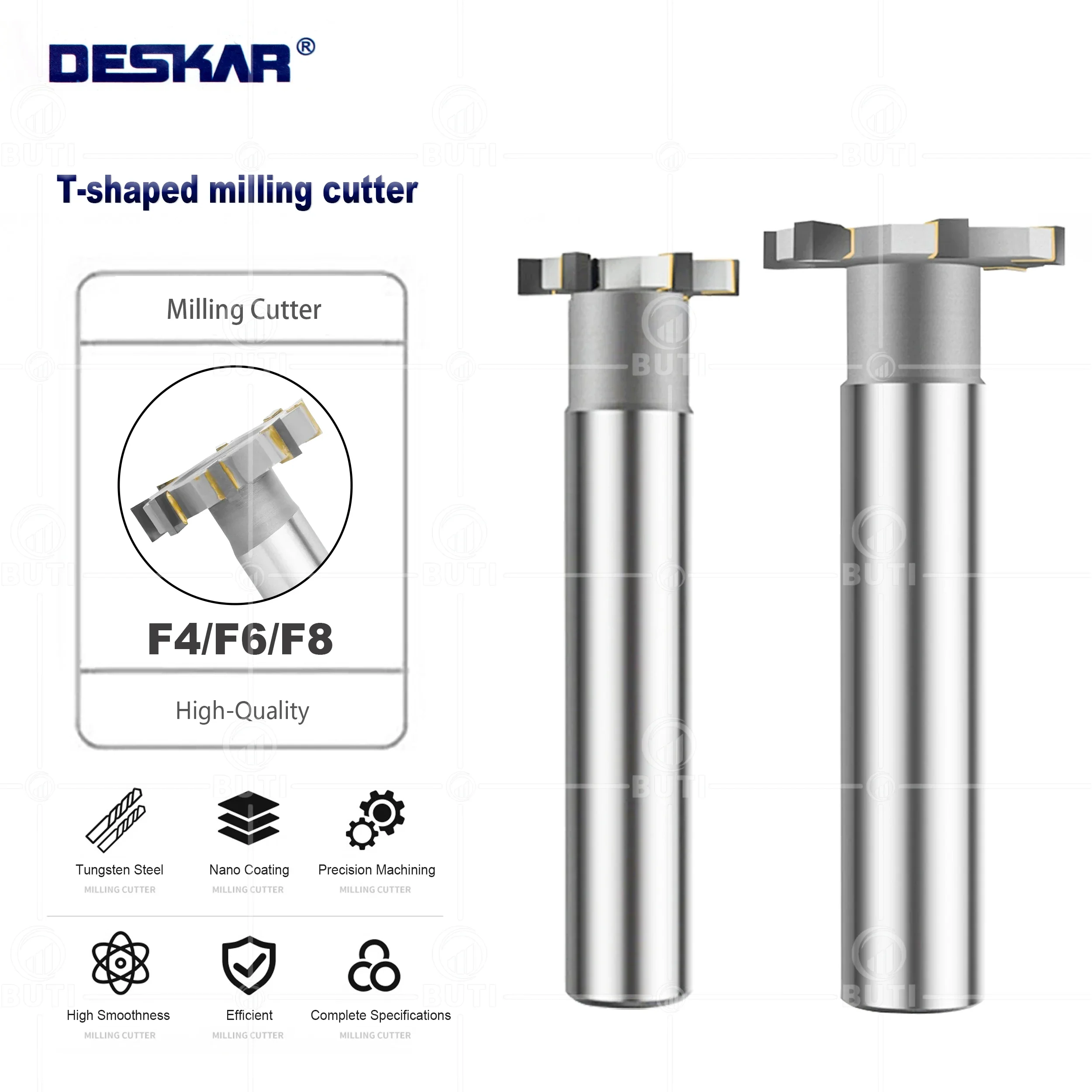 DESKAR 100% Original Milling Cutters 12*80*2-F4-8 BK10 Inlaid Alloy T Shaped Milling Cutters 25*100*5-F6-12 BK30 Straight Shank