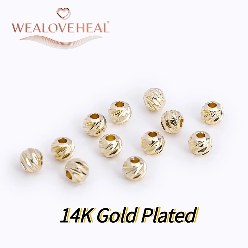 18K vergoldete Messing-Blumen-Abstandsperlen 2,5-6mm facettierte runde Metallperlen für DIY Schmuck Armbandherstellung Zubehör – Detail 20
