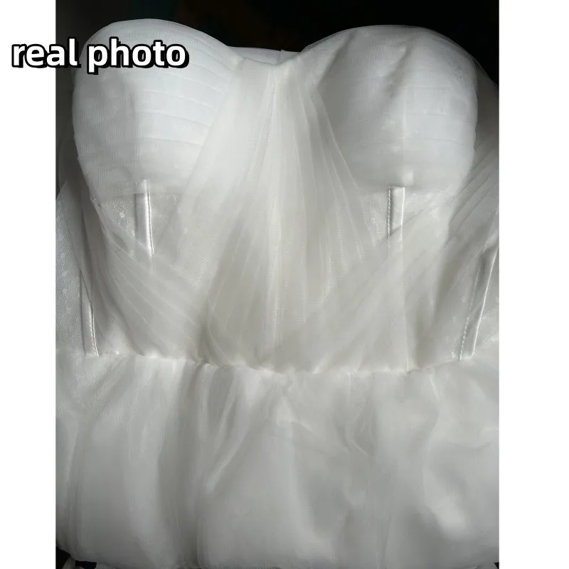 Simple Tulle Wedding Dress For Bride Sexy Strapless Backless Party Dress 2024 Newest Elegant A Line Vestidos Customized