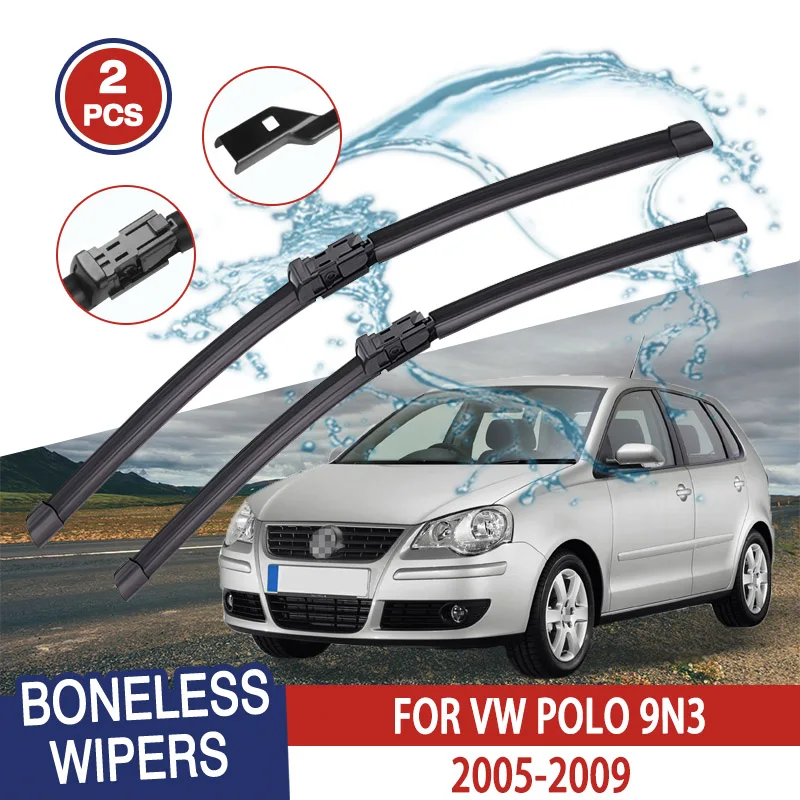 Wiper Blades For VW POLO 9N3  2005-2009 Front  Windshield Clean Window Windscreen Auto Parts Car Rain Brushes 21\'\'+19\'\'