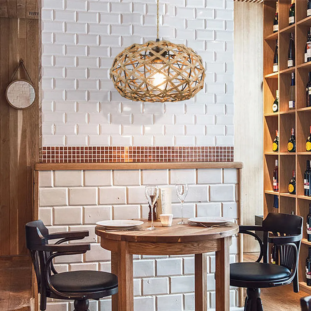 Rustic Farmhouse Plug in Pendant Light Cord with Premium Linen Rope Hanging Light Fixture for Living Room Restaurant Corridor