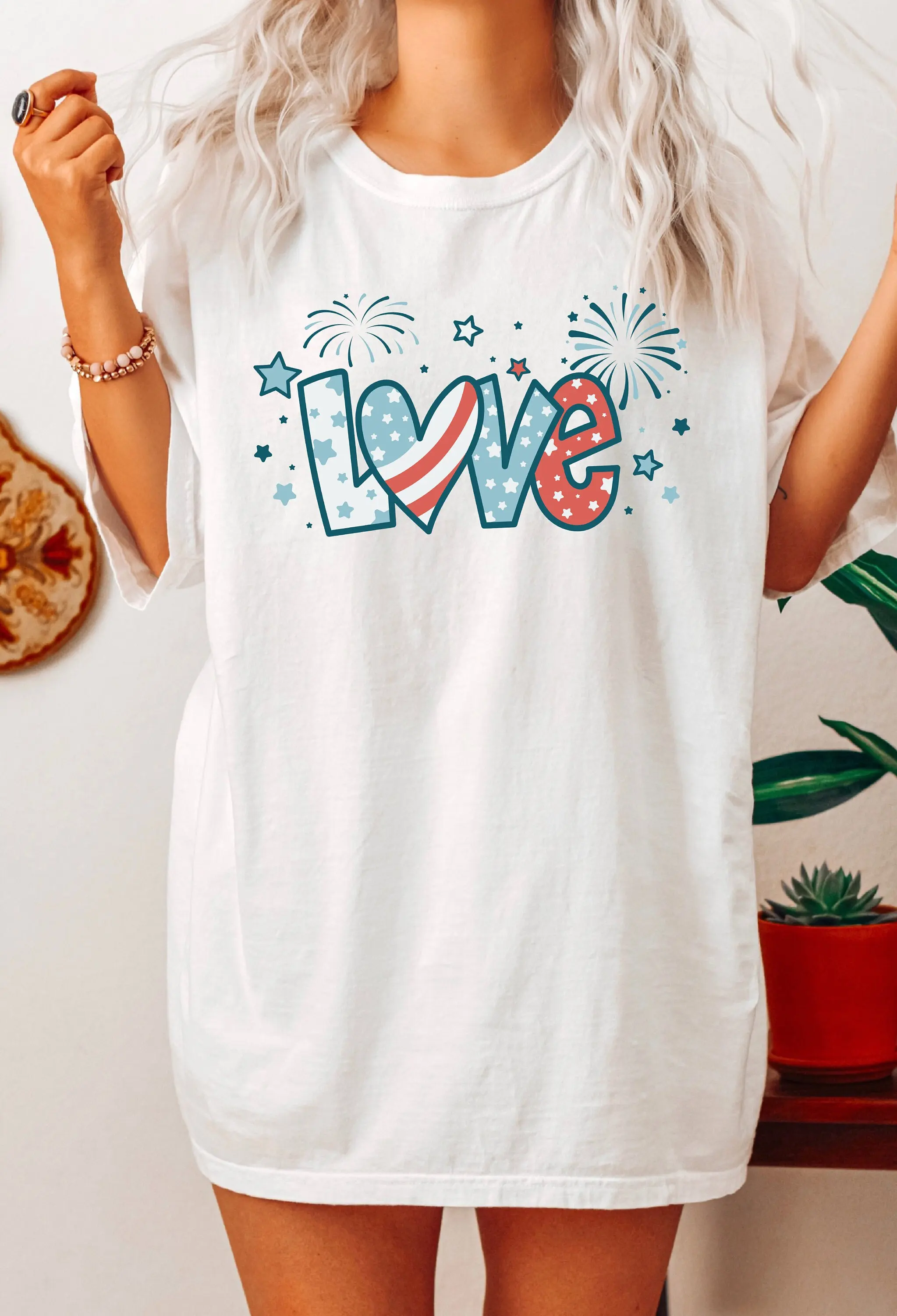 4th of July Love T Shirt America USA Indipendence American for Women Patriotic