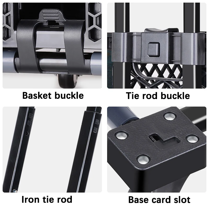 torage Folding Trolley Portable Plastic 4-wheel Folding 14.53gal Trolley Supermarket Folding Trolley For RV Outdoor Camping