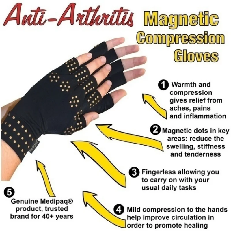 

Magnetic Compression Gloves Arthritis Pressure Pain Relief Joint Healing Gloves Cost-effective Massage Therapy Support Gloves