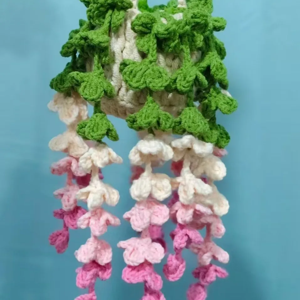 Gehäkelter Pflanzenanhänger Gehäkelte Blumen Auto-Spiegelanhänger Liebliche Gestrickte Lavendelblume Raumdekoration – Detail 4