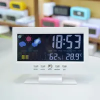 Multifunctional Large Screen Weather Clock Screen Display LED Temperature Humidity Home Voice-controlled Electronic Alarm Clock