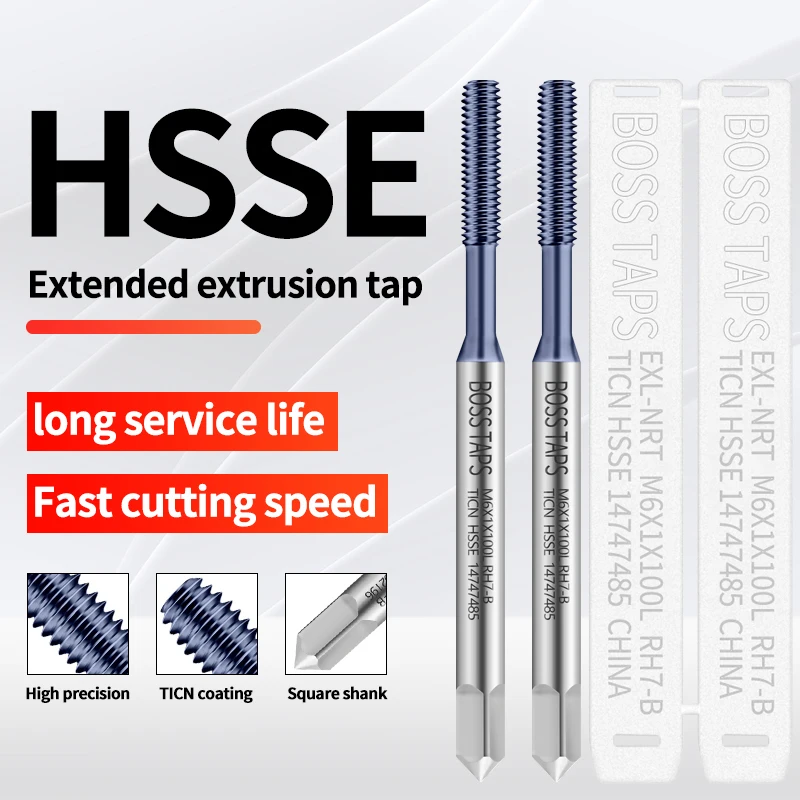 BOSS TAPS HSSE-M42 JIS Standard Long Shank 80L 100L 120L 150L Roll Forming Tap M1.6 M2 M3 M4 M5 M6 M8 Machine Screw Thread Taps