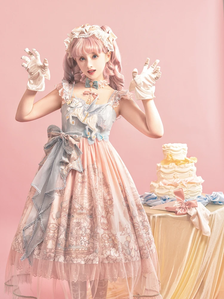 

- CloudPlay - Платье Sweet Lolita JSK, принт-карусель от дизайнерского подарка