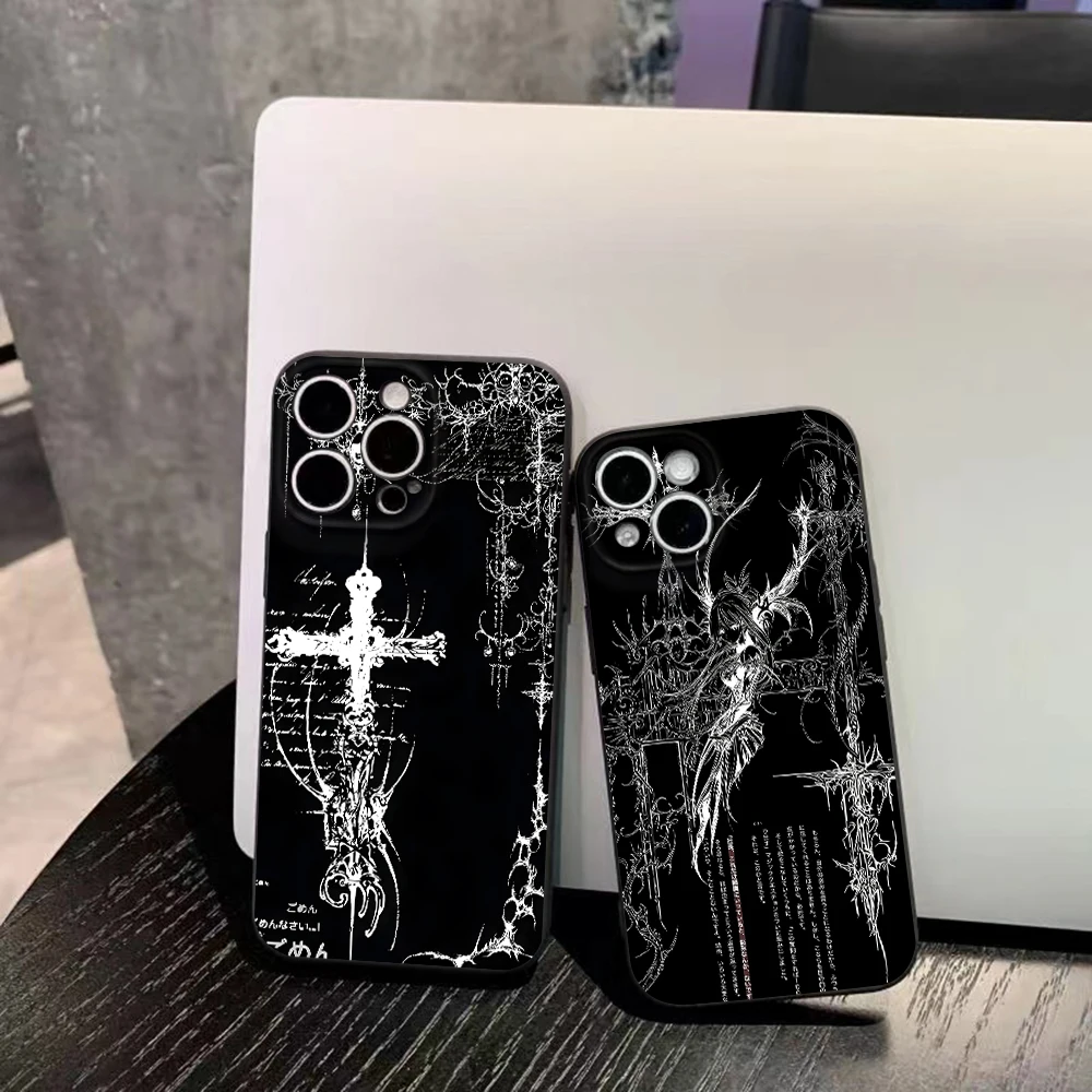 Cool Black Gothic Cross Phone Case For Xiaomi Mi 15T 15 14T 13 12 12T Poco X7 X5 F5 F7 M5 M7 X4 M4 M3 Lite Ultra Pro 4G 5G Back - view 2