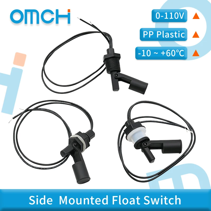 OMCH Side Mounted Automatic Water Level Float Switch Liquid Level Sensor PP Plastic Probe Switch Water Tank Filling Switch