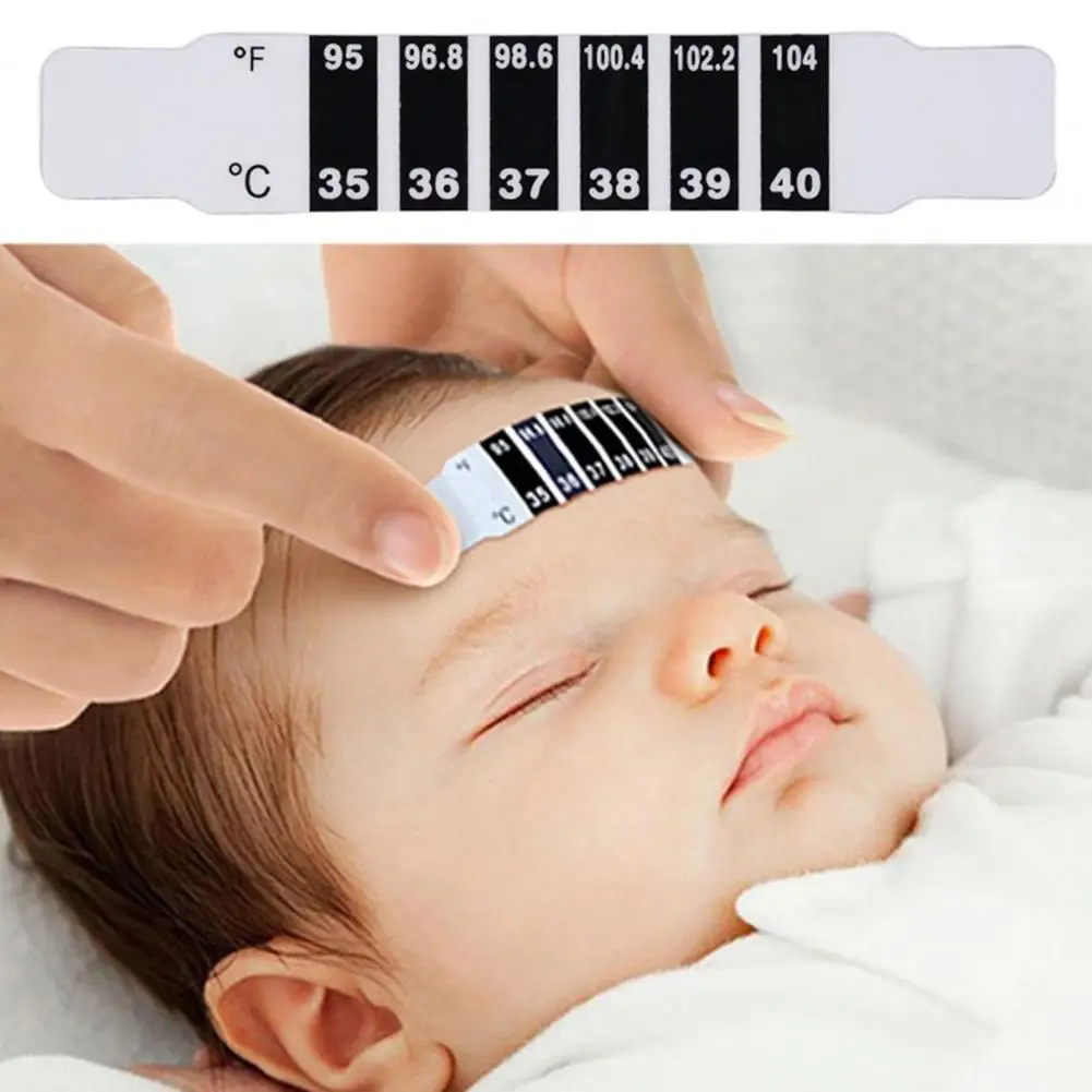 10Pcs Forehead Head Strips Body Temperature Stickers Household Forehead Thermometers Adults Kids Fever Test Head Strips