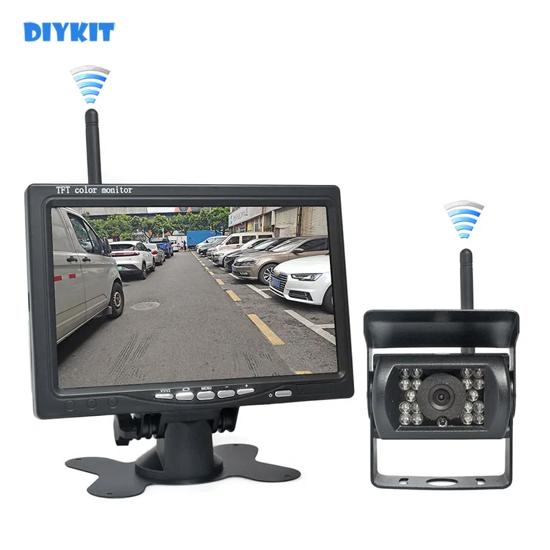 

DIYKIT Wireless Transmission HD 800 x 480 7inch Car Monitor IR CCD Rear View Backup Camera For Car Bus Truck Caravan Trailer RV